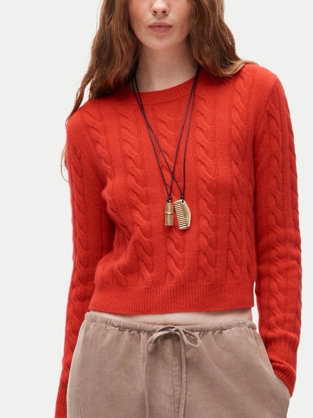NWT J. Crew Cashmere shrunken crewneck in cable knit